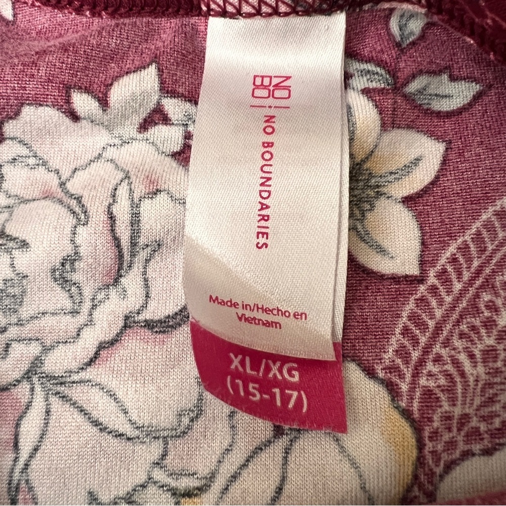 No Boundaries Burgundy Floral Shirt XL - Picture 6 of 6